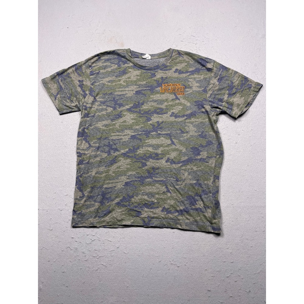 Live And Tell T-Shirt Cotton Polyester Camo Green Blue L Mens